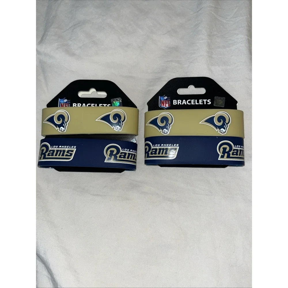 Los Angeles Rams 4 Pack Bracelet Wrist Bands Set Rubber PVC Type FREESHIP